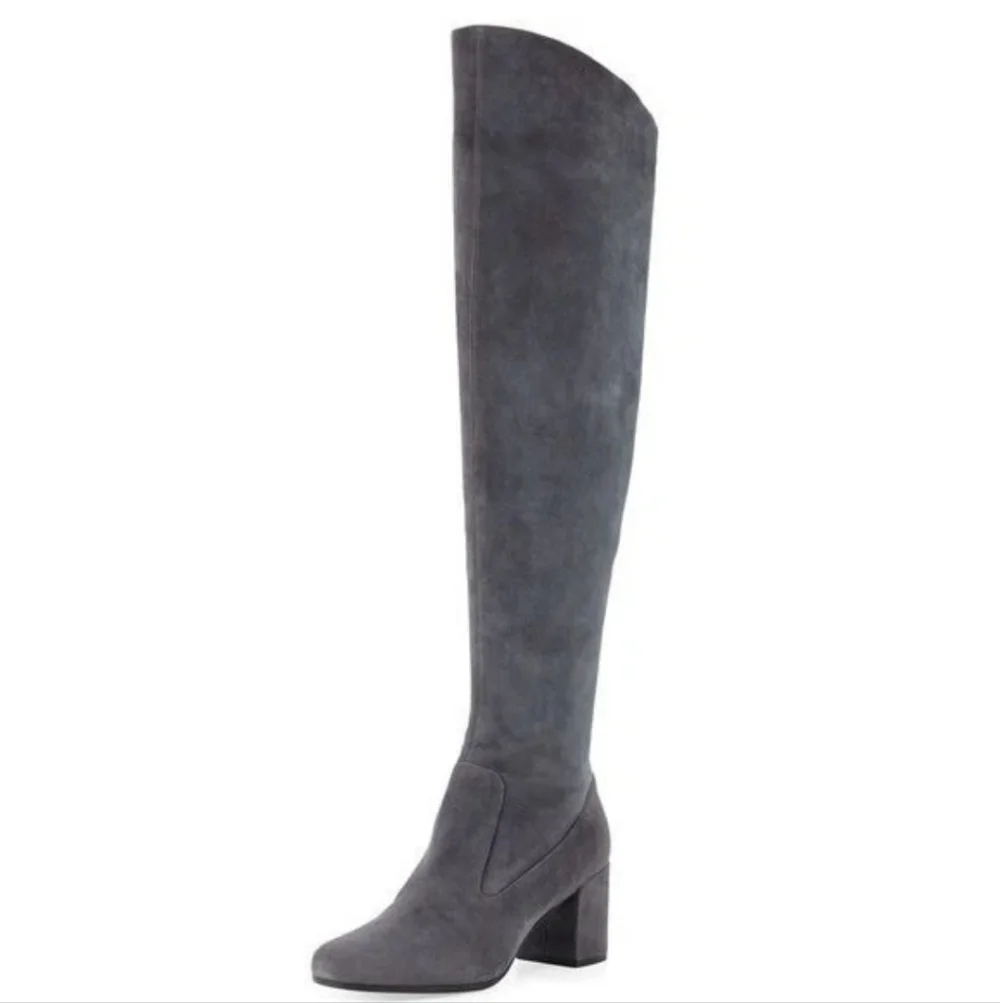 Steve Madden Jacoby Over the Knee Vegan Suede Boots Gray Size 7.5 Pointed Toe